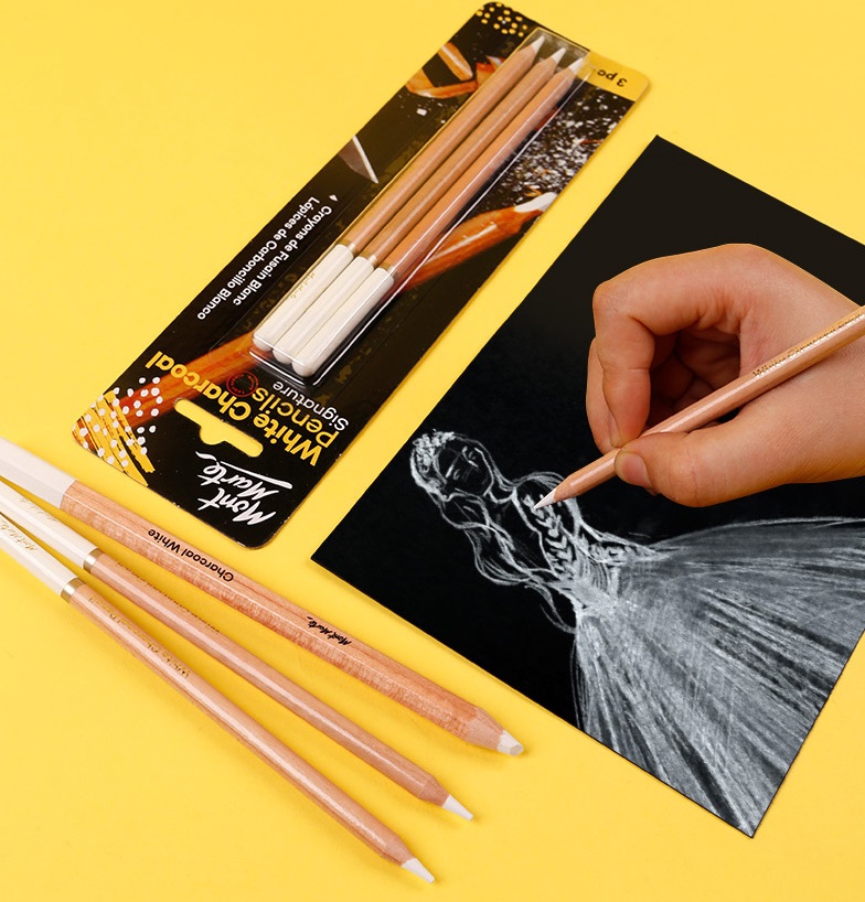 Mont Marte Charcoal Pencils - White 3pc