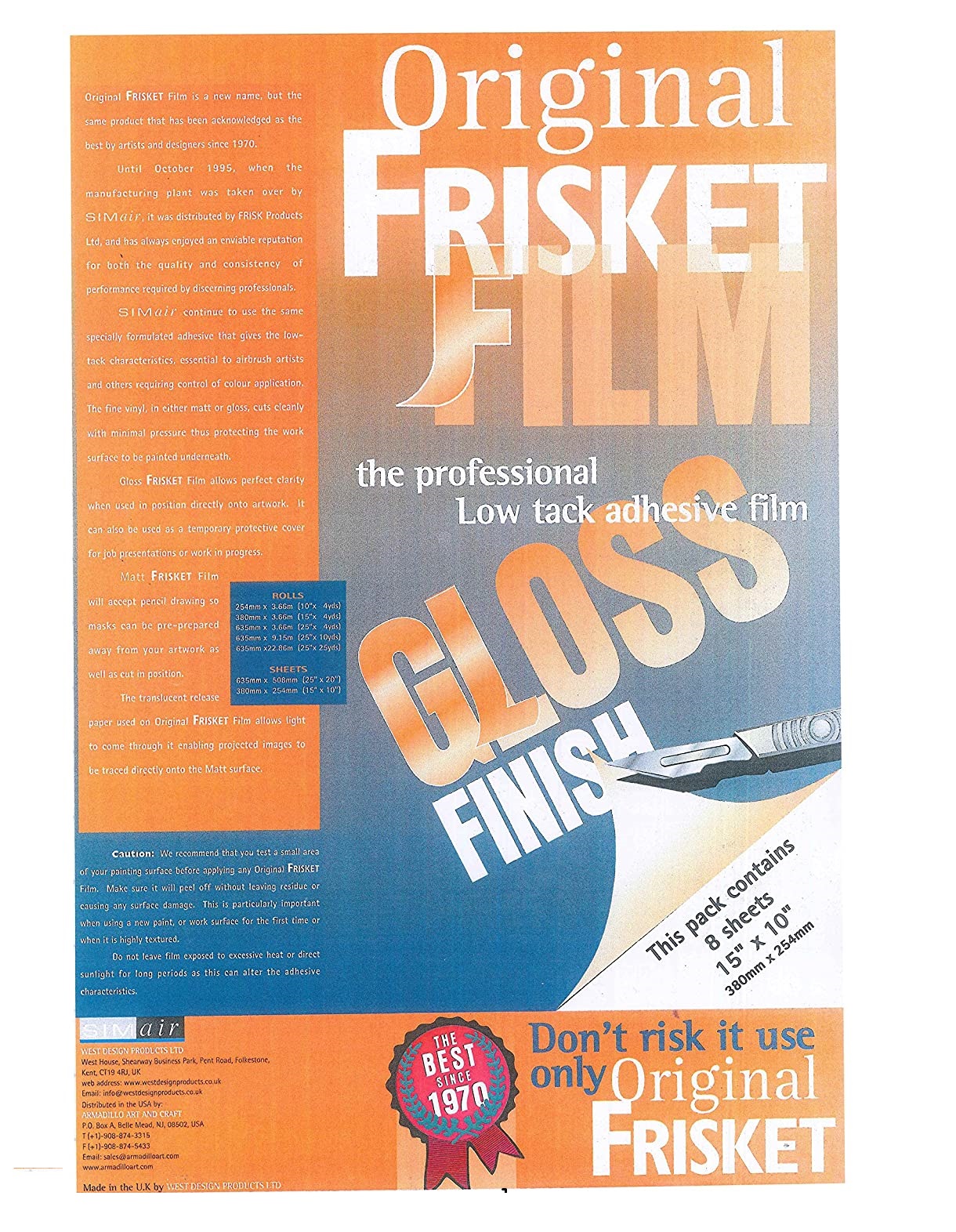 Simair Original Frisket Masking Film (Gloss/Matt) - International